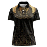 Ancient Egypt Women Polo Shirt Black Gold Scarab