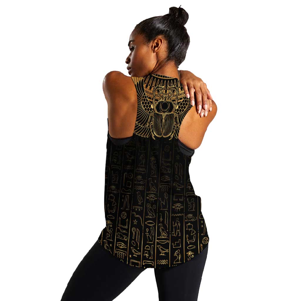 Ancient Egypt Women Racerback Tank Black Gold Scarab