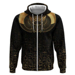 Ancient Egypt Zip Hoodie Black Gold Scarab