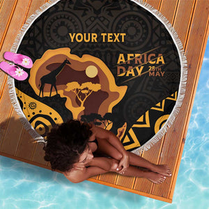 Africa Day Personalized Beach Blanket Ethnic Retro Style