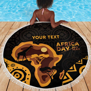 Africa Day Personalized Beach Blanket Ethnic Retro Style