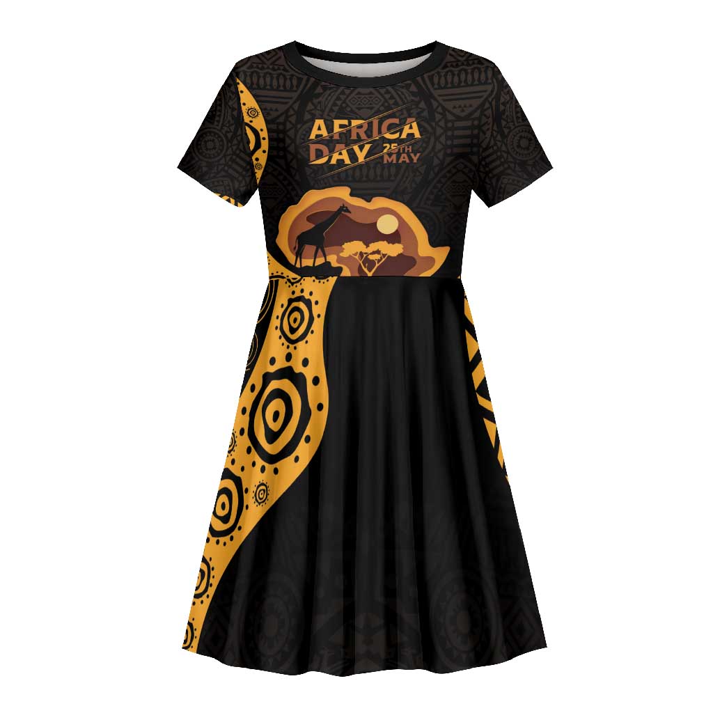 Africa Day Personalized Kid Short Sleeve Dress Ethnic Retro Style