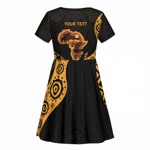 Africa Day Personalized Kid Short Sleeve Dress Ethnic Retro Style