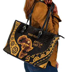 Africa Day Personalized Leather Tote Bag Ethnic Retro Style