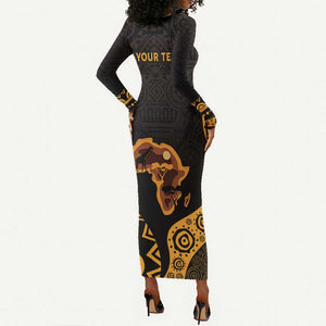 Africa Day Personalized Long Sleeve Bodycon Dress Ethnic Retro Style