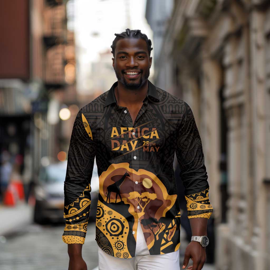 Africa Day Personalized Long Sleeve Button Shirt Ethnic Retro Style
