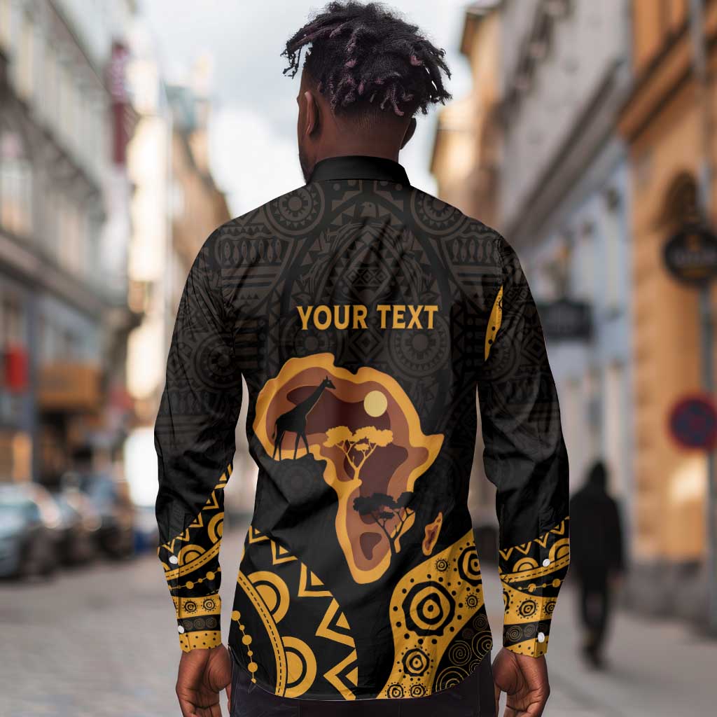 Africa Day Personalized Long Sleeve Button Shirt Ethnic Retro Style