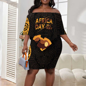 Africa Day Personalized Off Shoulder Short Dress Ethnic Retro Style LT7