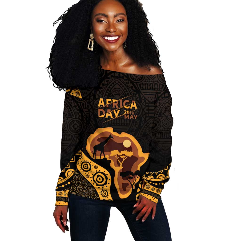 Africa Day Personalized Off Shoulder Sweater Ethnic Retro Style