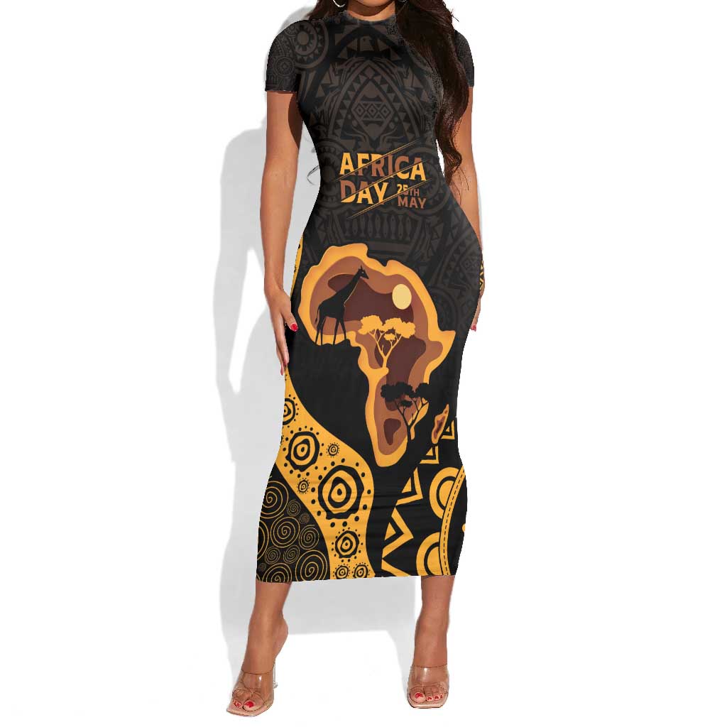 Africa Day Personalized Short Sleeve Bodycon Dress Ethnic Retro Style