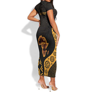 Africa Day Personalized Short Sleeve Bodycon Dress Ethnic Retro Style