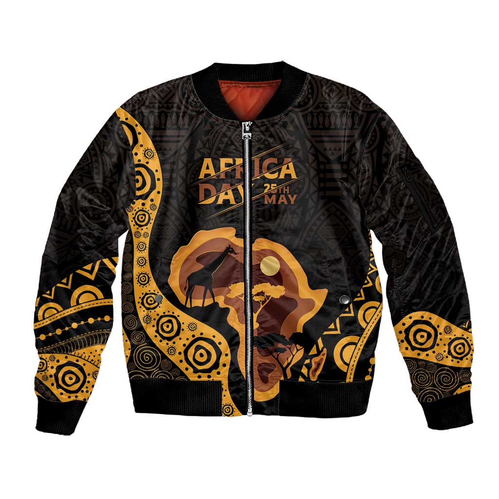 Africa Day Personalized Sleeve Zip Bomber Jacket Ethnic Retro Style