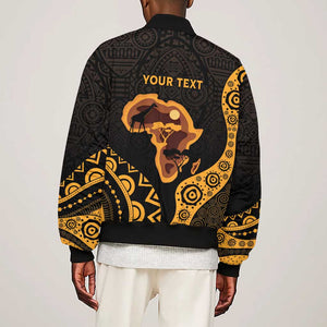 Africa Day Personalized Sleeve Zip Bomber Jacket Ethnic Retro Style