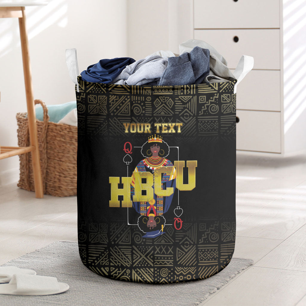 HBCU Grad Personalized Queen Poker Card Laundry Basket Golden Pattern