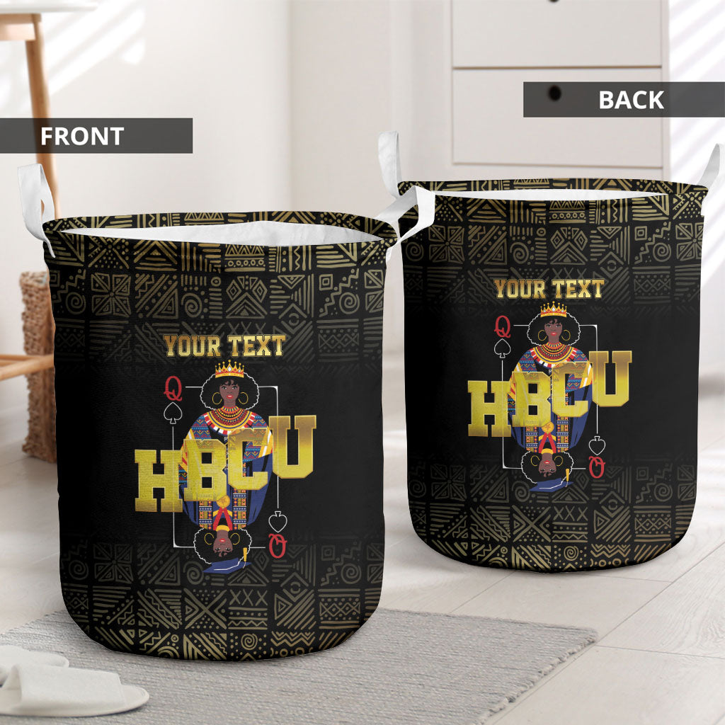 HBCU Grad Personalized Queen Poker Card Laundry Basket Golden Pattern