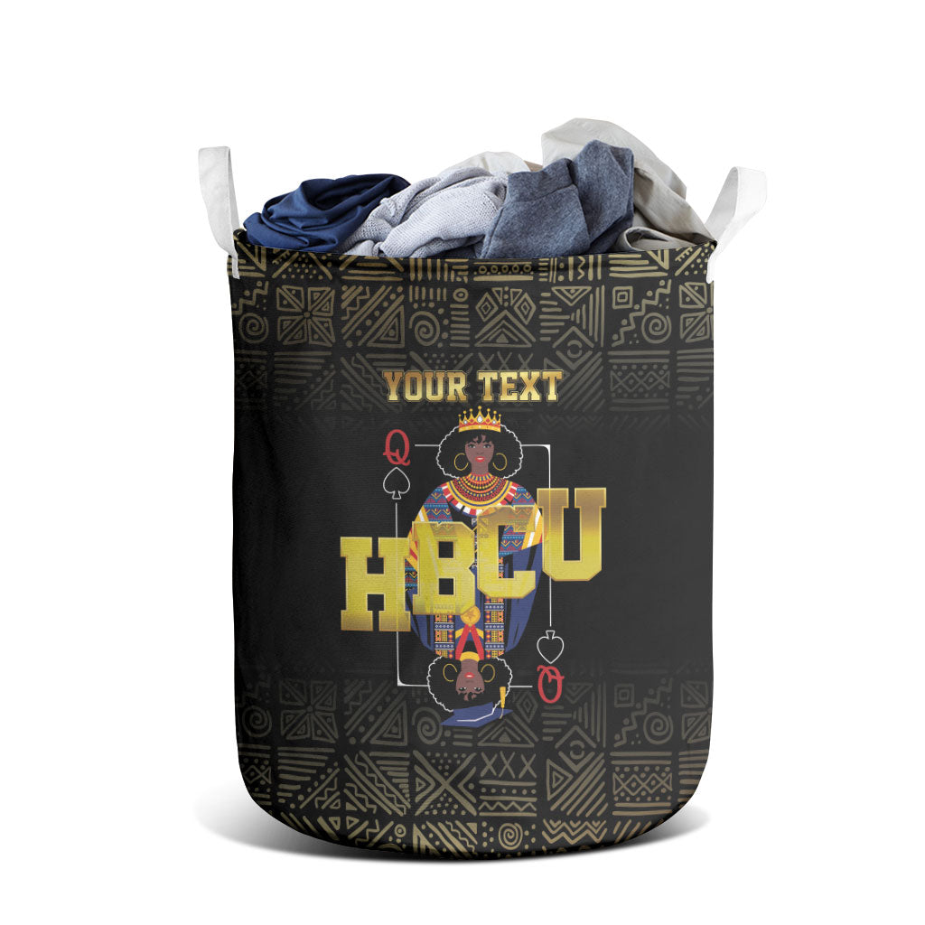HBCU Grad Personalized Queen Poker Card Laundry Basket Golden Pattern