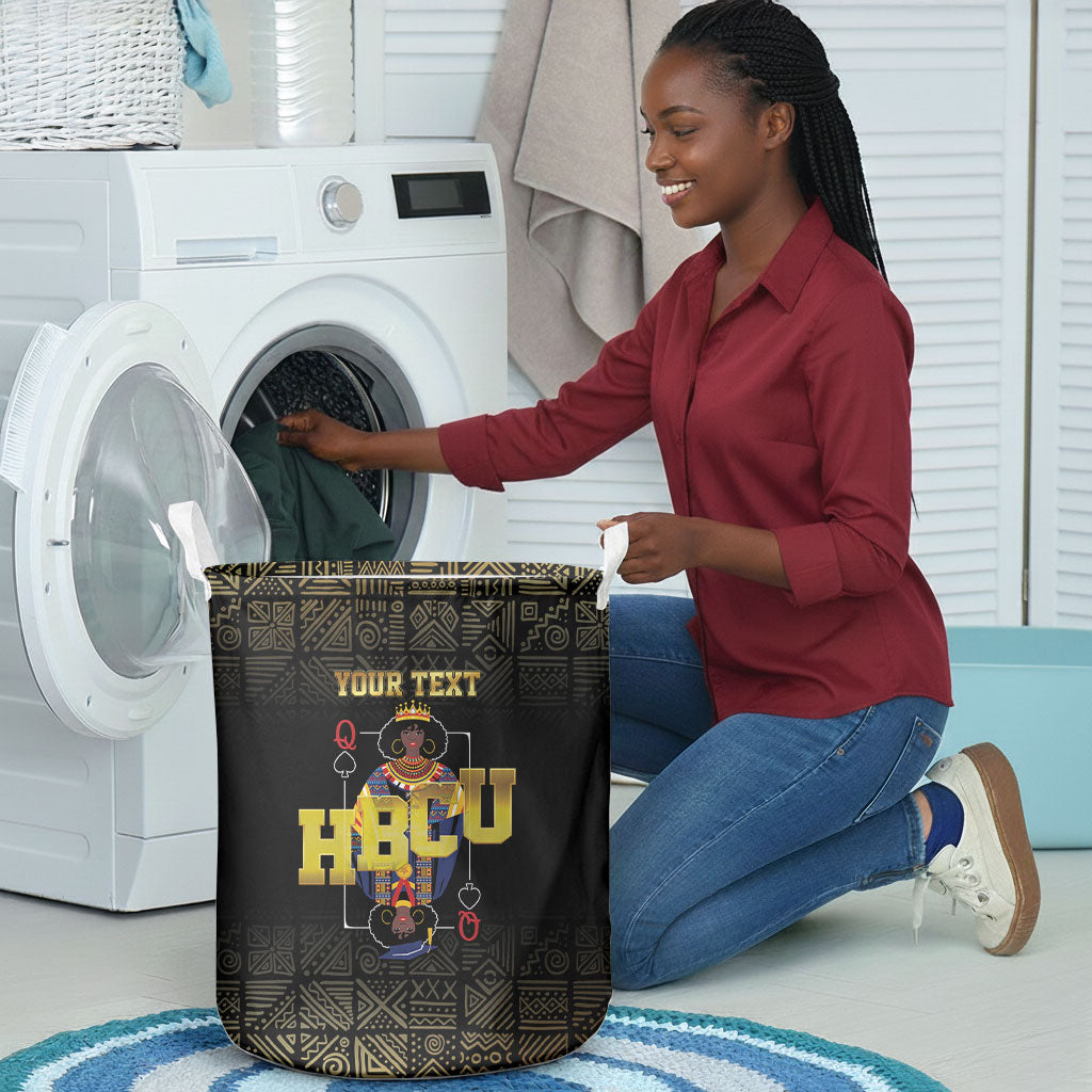 HBCU Grad Personalized Queen Poker Card Laundry Basket Golden Pattern