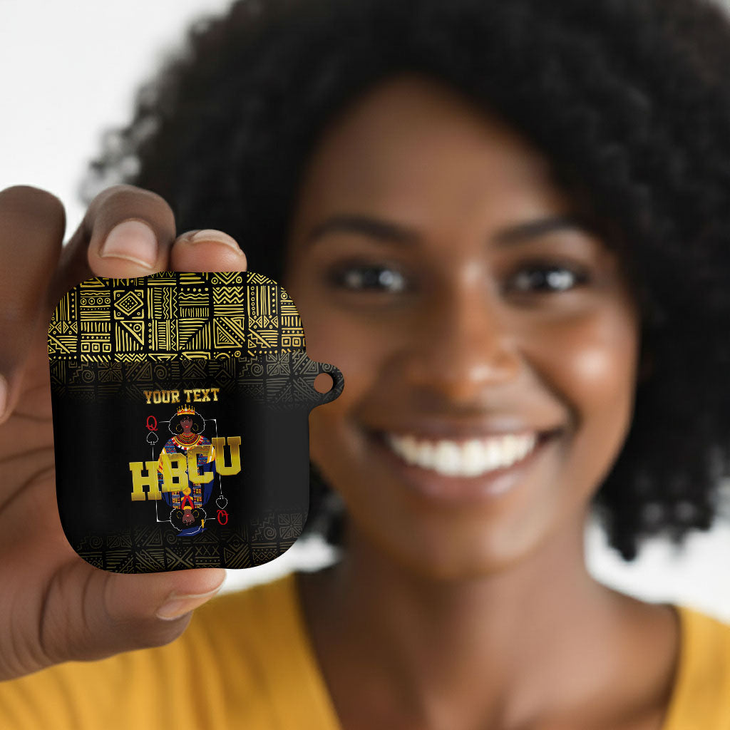 HBCU Grad Personalized Queen Poker Card AirPods Case Golden Pattern