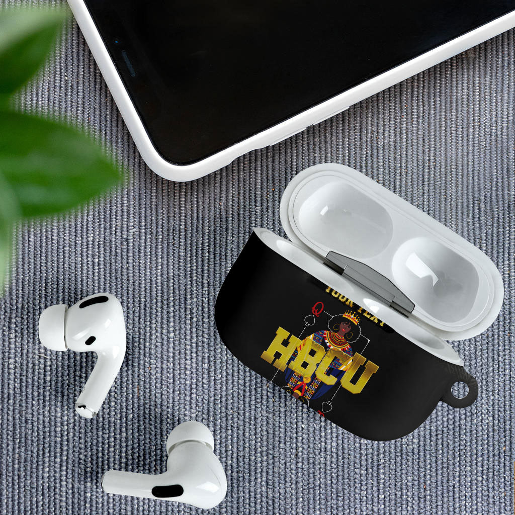 HBCU Grad Personalized Queen Poker Card AirPods Case Golden Pattern