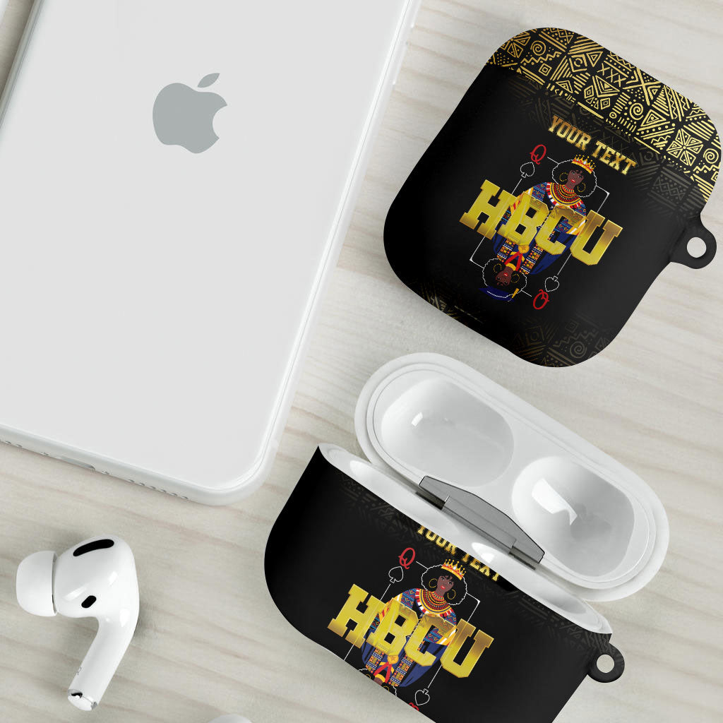 HBCU Grad Personalized Queen Poker Card AirPods Case Golden Pattern