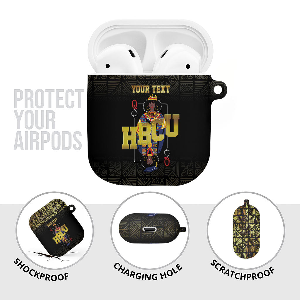 HBCU Grad Personalized Queen Poker Card AirPods Case Golden Pattern