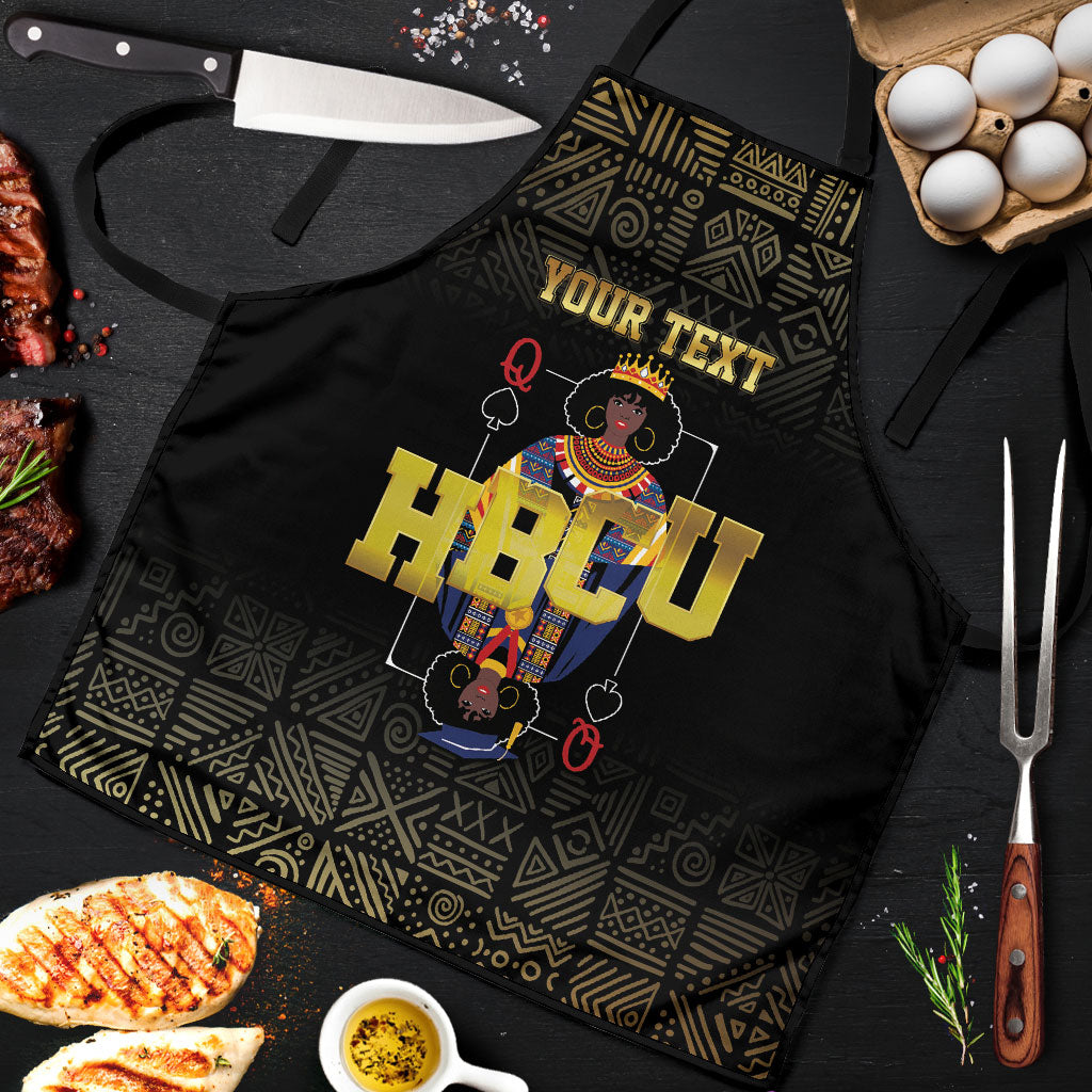 HBCU Grad Personalized Queen Poker Card Apron Golden Pattern