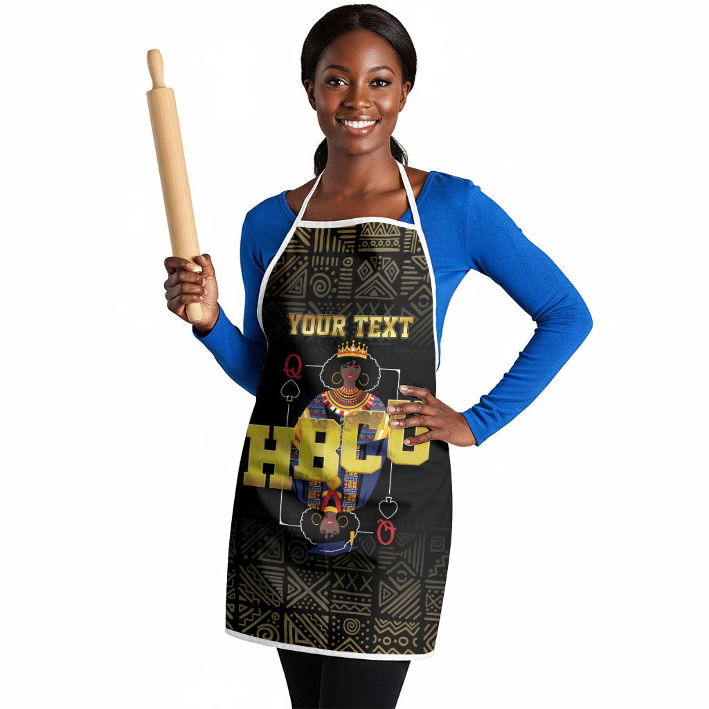 HBCU Grad Personalized Queen Poker Card Apron Golden Pattern