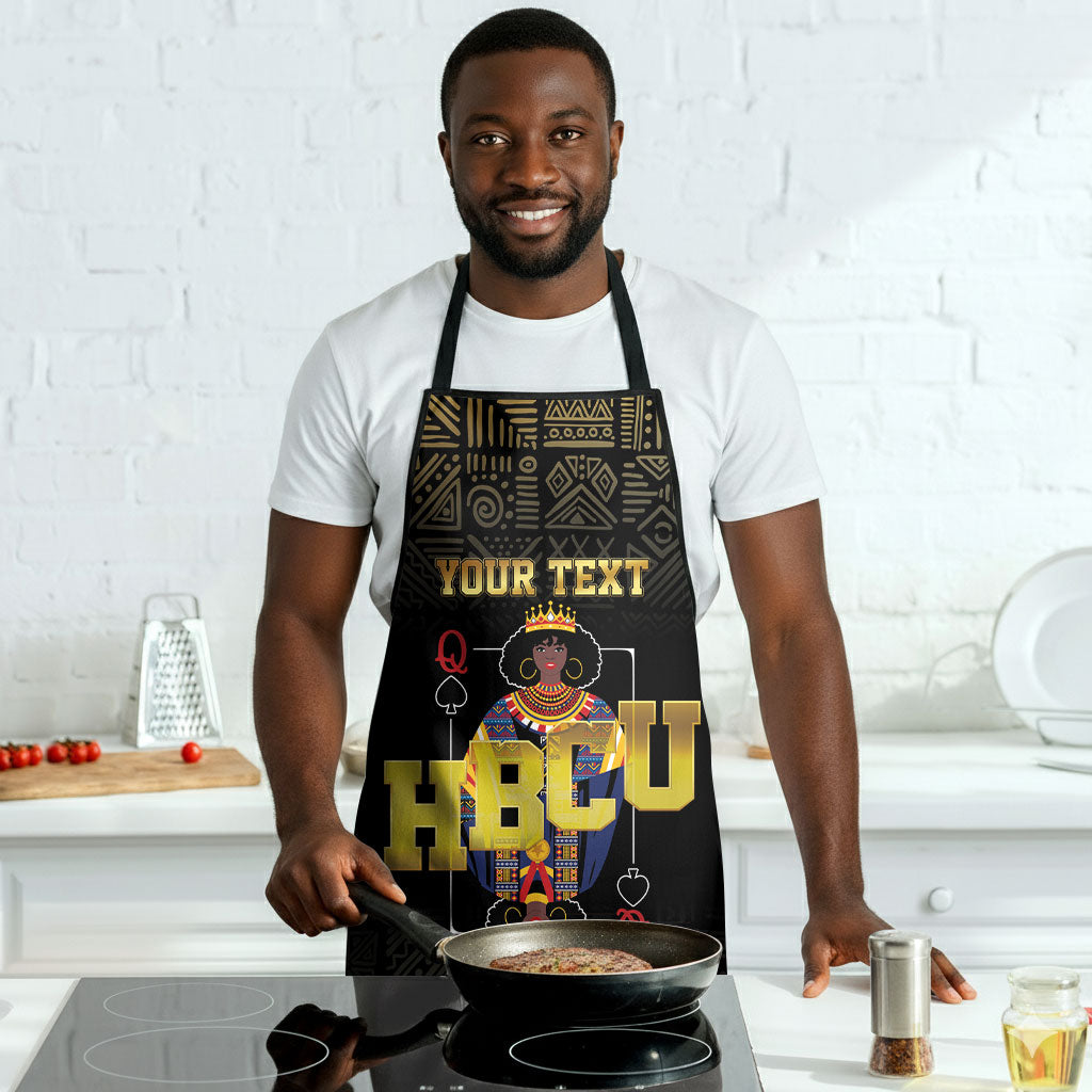 HBCU Grad Personalized Queen Poker Card Apron Golden Pattern