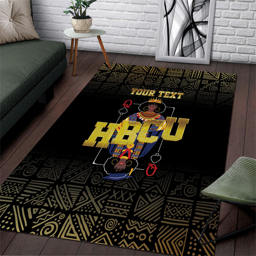 HBCU Grad Personalized Queen Poker Card Area Rug Golden Pattern
