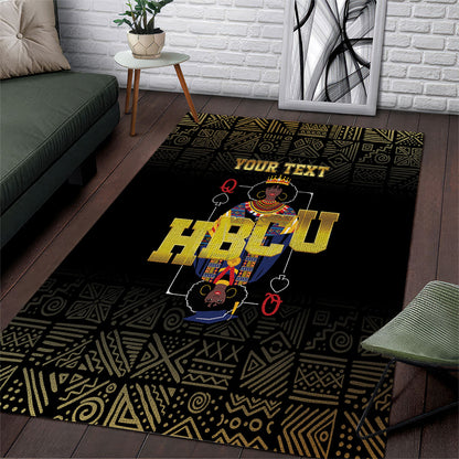 HBCU Grad Personalized Queen Poker Card Area Rug Golden Pattern