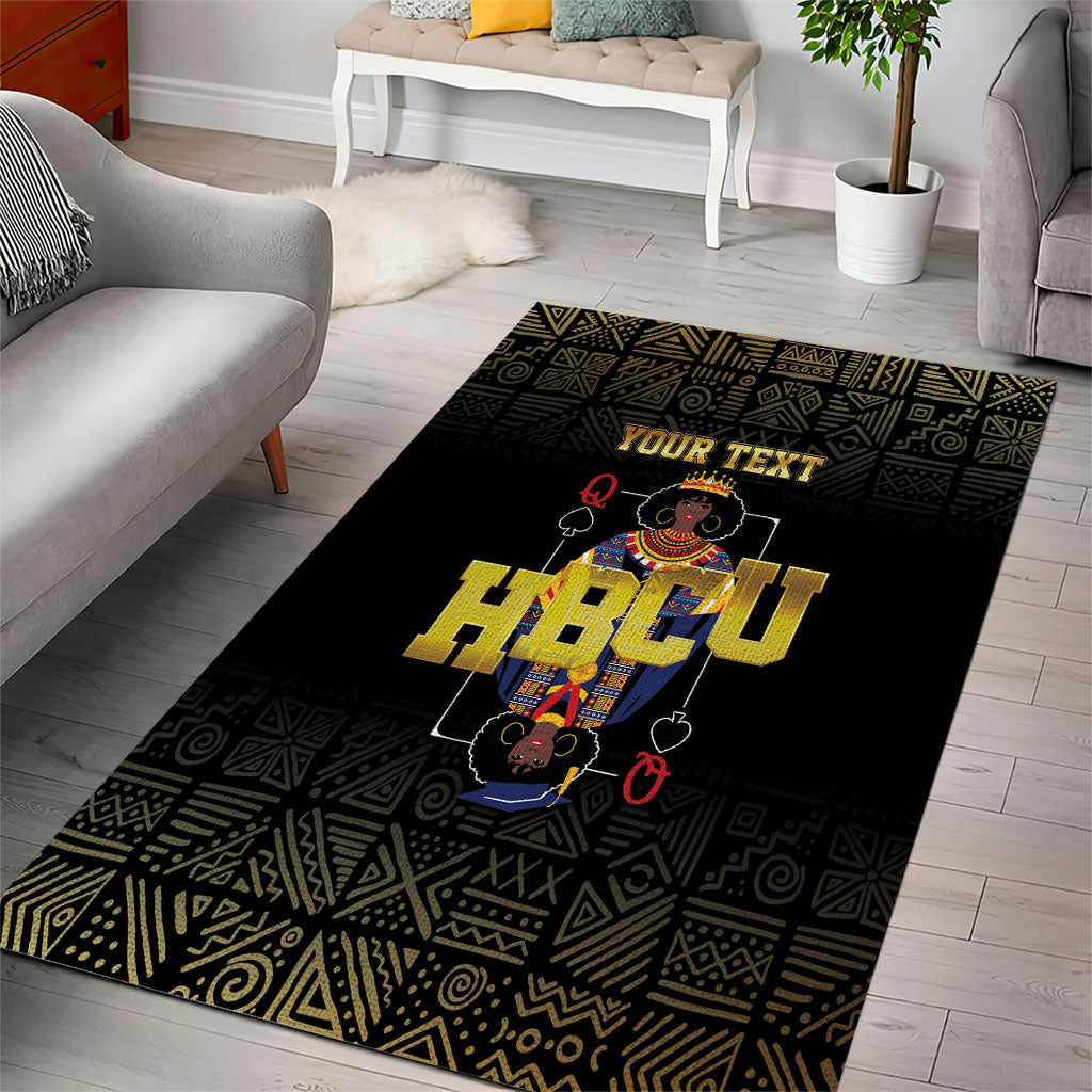 HBCU Grad Personalized Queen Poker Card Area Rug Golden Pattern