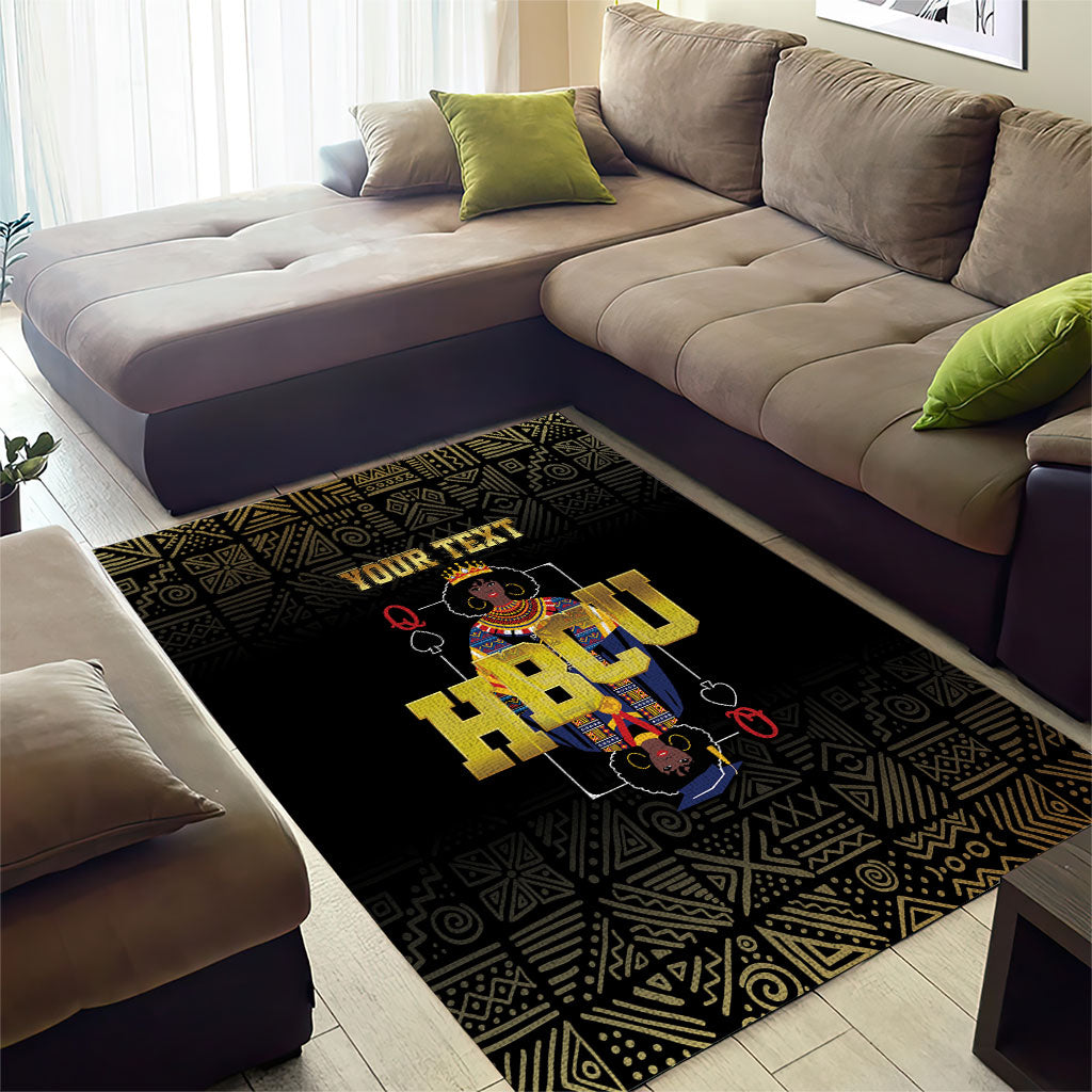 HBCU Grad Personalized Queen Poker Card Area Rug Golden Pattern