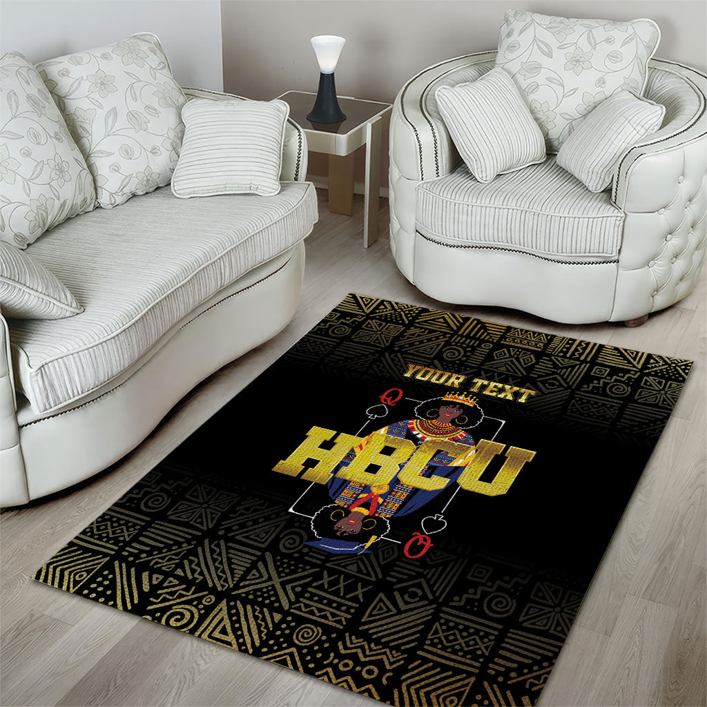 HBCU Grad Personalized Queen Poker Card Area Rug Golden Pattern