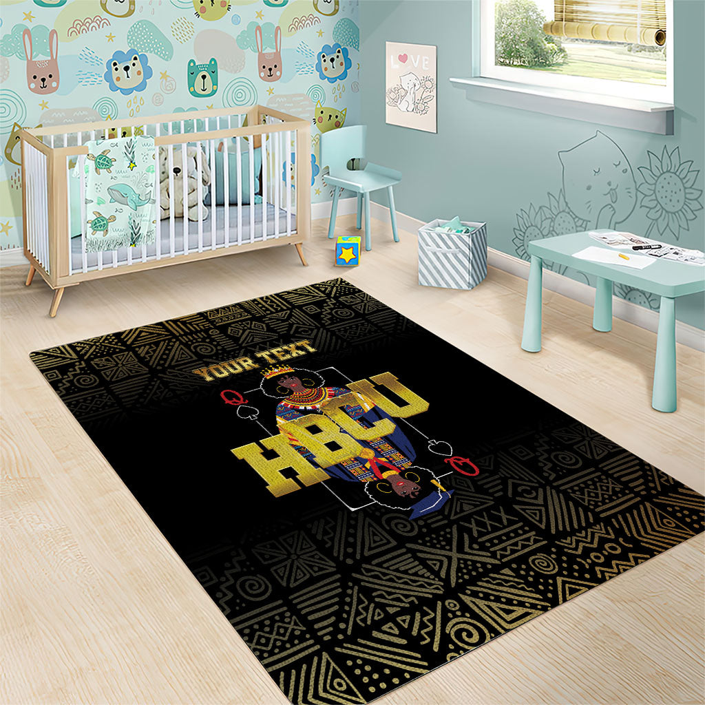 HBCU Grad Personalized Queen Poker Card Area Rug Golden Pattern