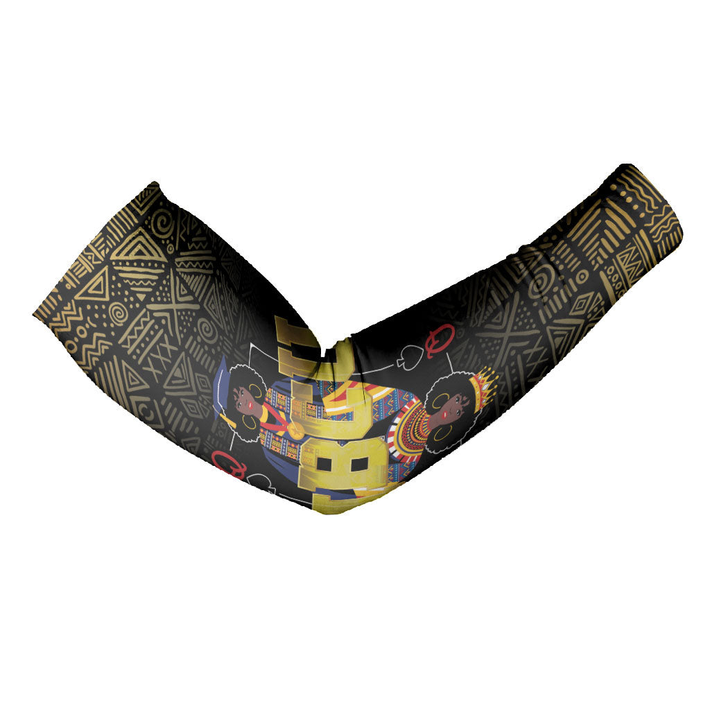 HBCU Grad Personalized Queen Poker Card Arm Sleeves Golden Pattern