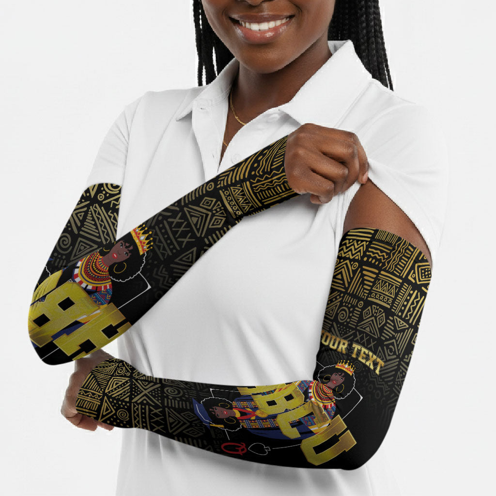 HBCU Grad Personalized Queen Poker Card Arm Sleeves Golden Pattern