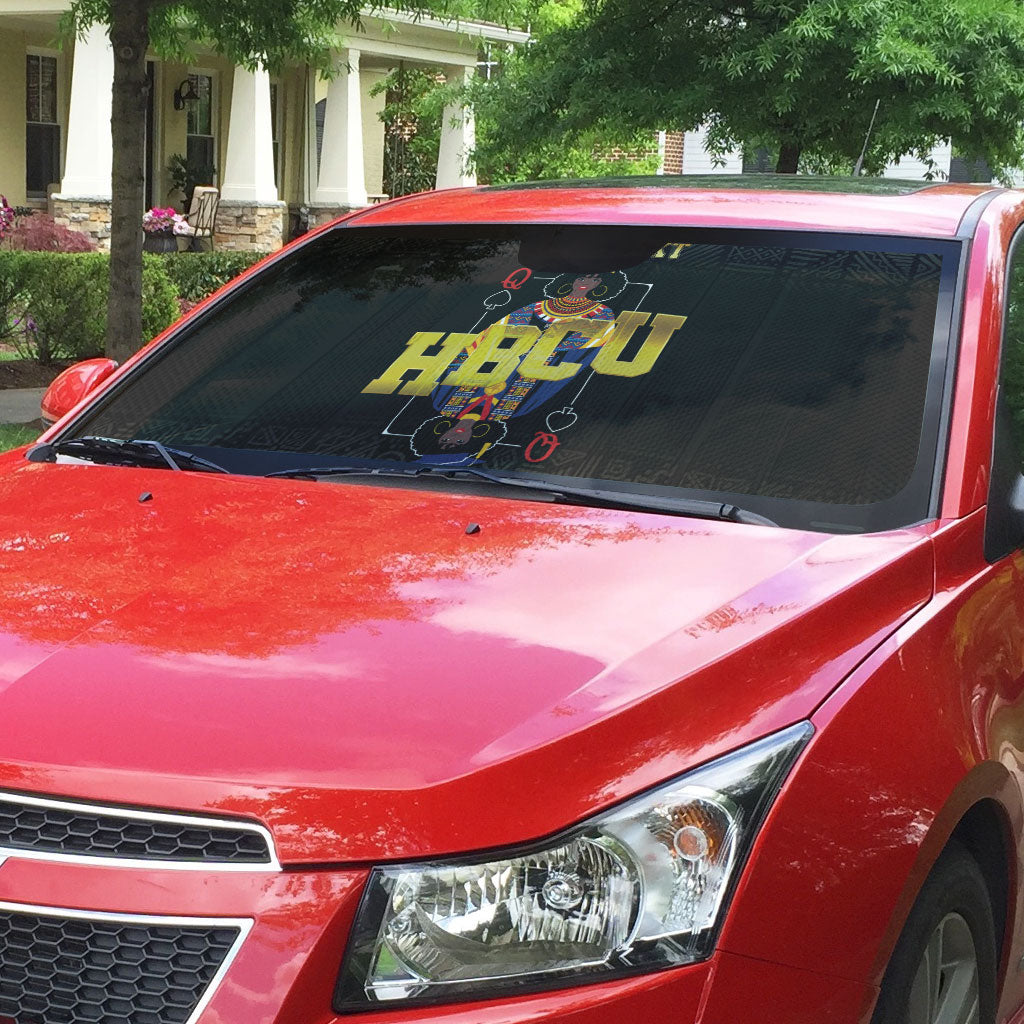 HBCU Grad Personalized Queen Poker Card Auto Sun Shade Golden Pattern
