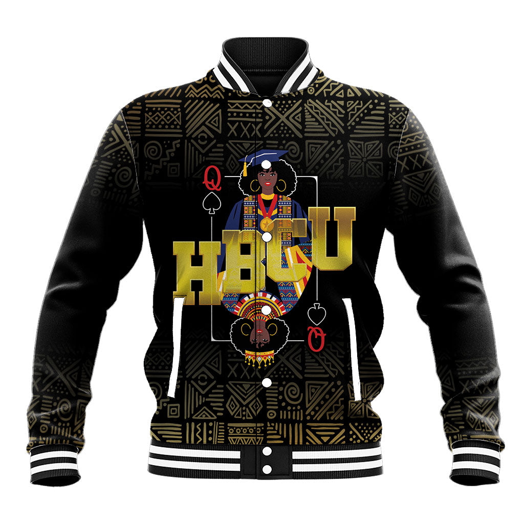HBCU Grad Personalized Queen Poker Card Baseball Jacket Golden Pattern