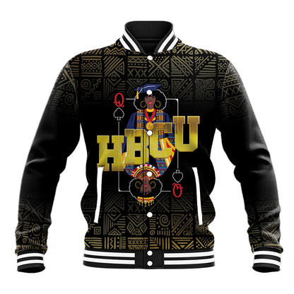 HBCU Grad Personalized Queen Poker Card Baseball Jacket Golden Pattern