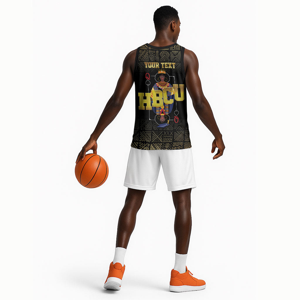 HBCU Grad Personalized Queen Poker Card Basketball Jersey Golden Pattern