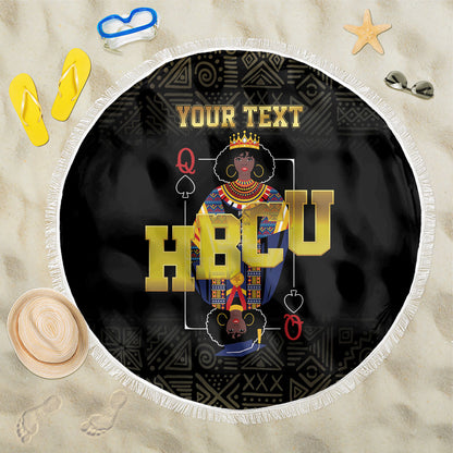 HBCU Grad Personalized Queen Poker Card Beach Blanket Golden Pattern