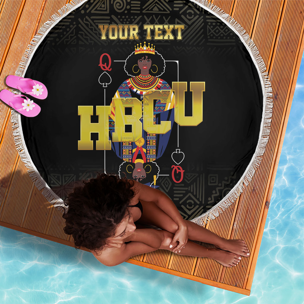 HBCU Grad Personalized Queen Poker Card Beach Blanket Golden Pattern