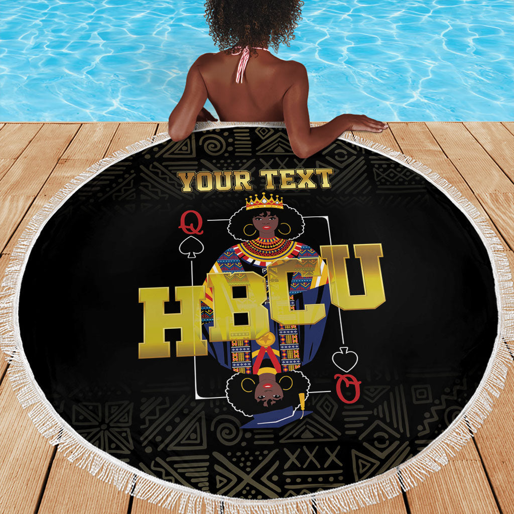HBCU Grad Personalized Queen Poker Card Beach Blanket Golden Pattern