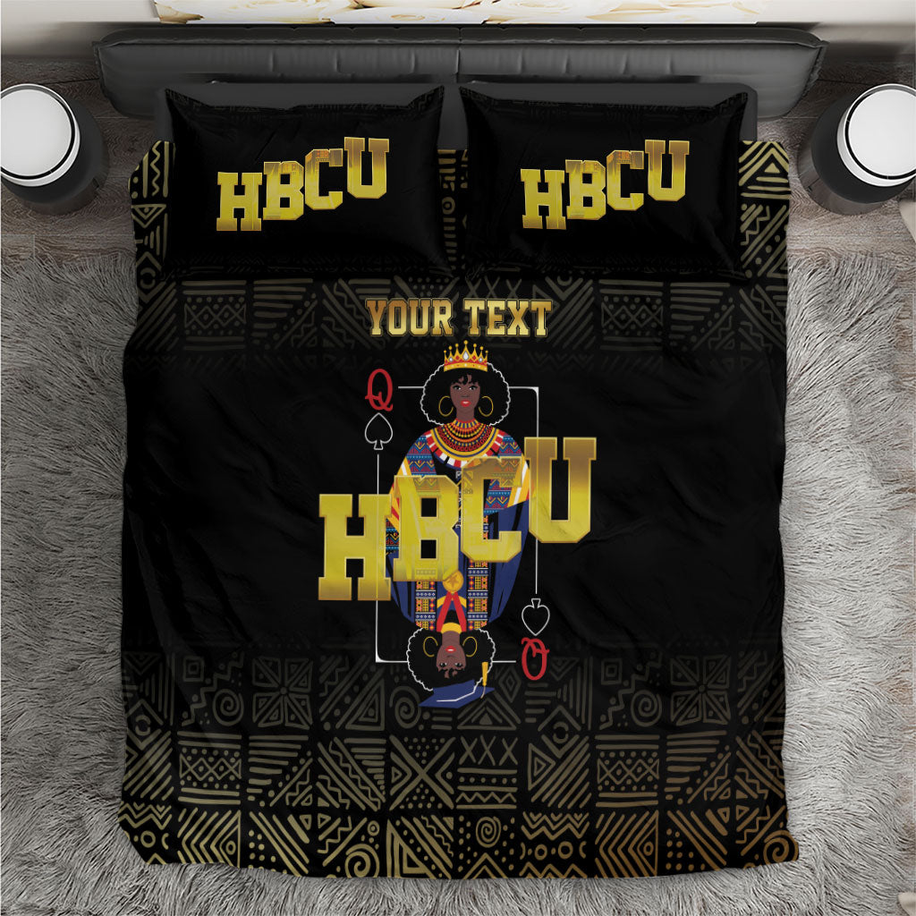 HBCU Grad Personalized Queen Poker Card Bedding Set Golden Pattern