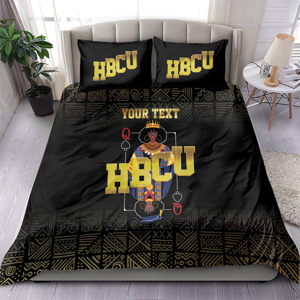 HBCU Grad Personalized Queen Poker Card Bedding Set Golden Pattern