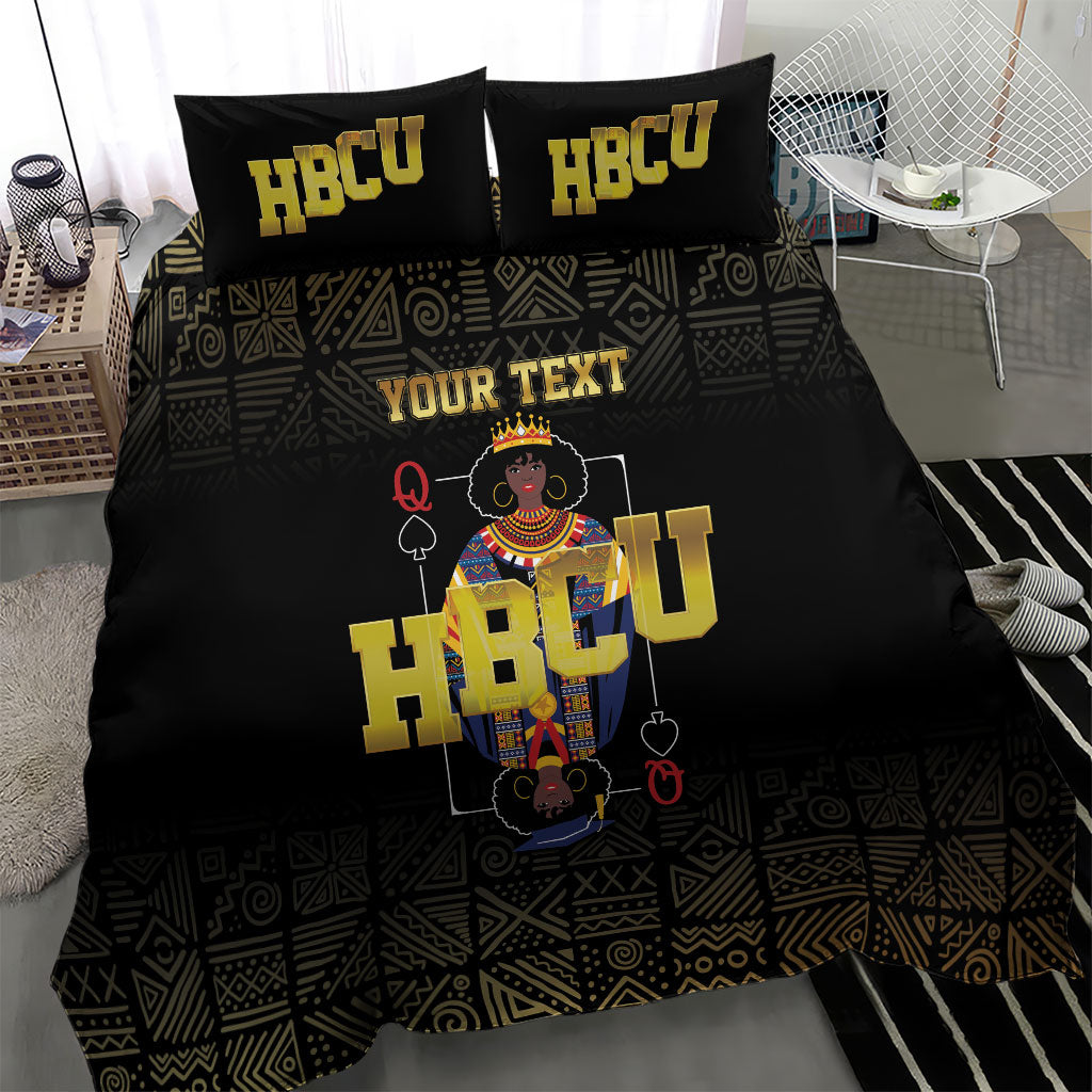HBCU Grad Personalized Queen Poker Card Bedding Set Golden Pattern