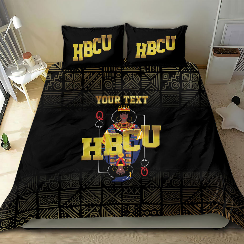 HBCU Grad Personalized Queen Poker Card Bedding Set Golden Pattern