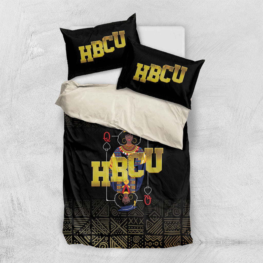 HBCU Grad Personalized Queen Poker Card Bedding Set Golden Pattern