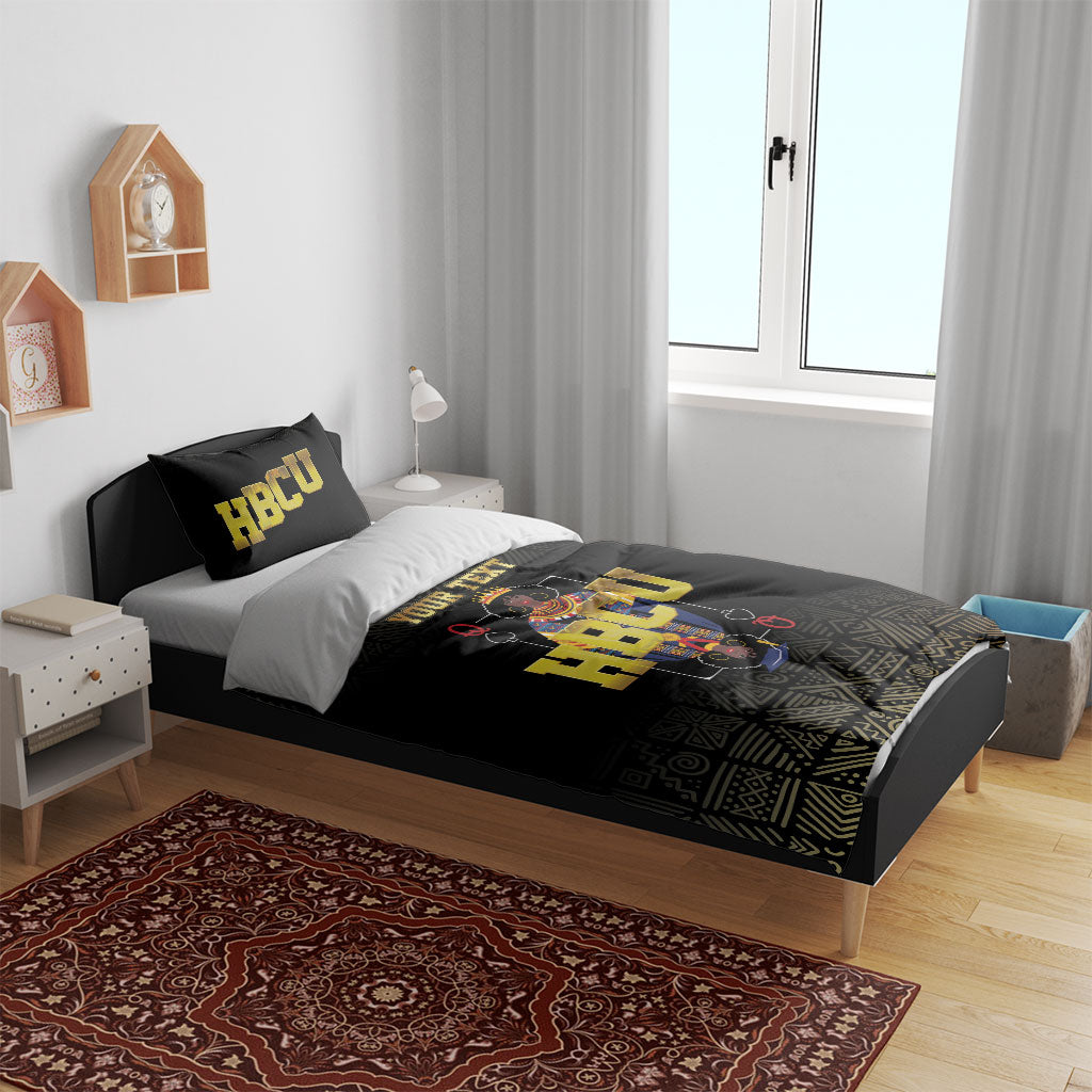 HBCU Grad Personalized Queen Poker Card Bedding Set Golden Pattern