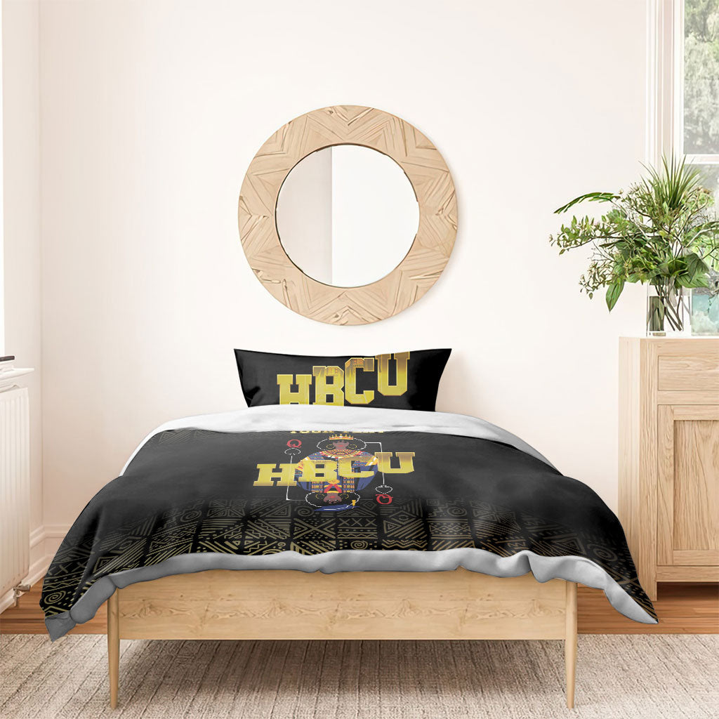 HBCU Grad Personalized Queen Poker Card Bedding Set Golden Pattern
